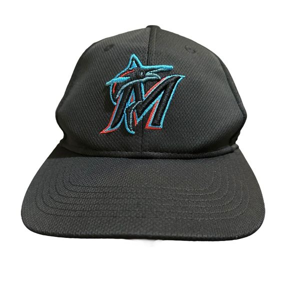 Miami Marlin Hat Cap Youth Black Baseball Cap Strap Back Adjustable OSFM - Picture 1 of 7